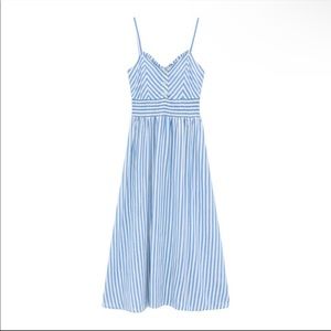 LINEN MIDI  BLUE AND WHITE STRIPES DRESS - ZARA👗🐚